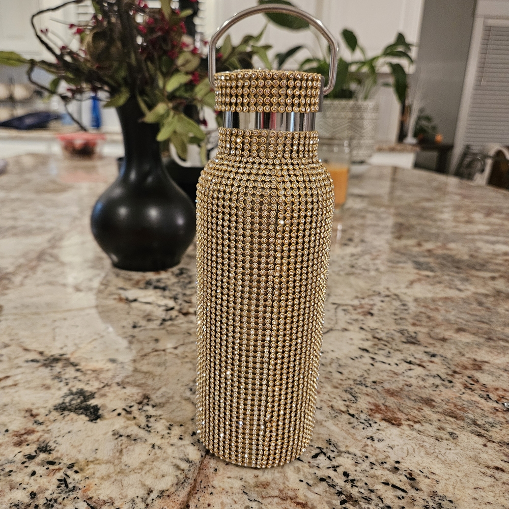 Gold Rhinestone Water Bottle